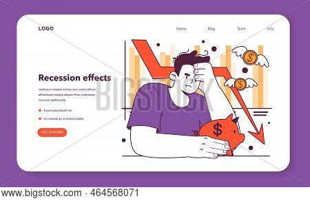 Recession Effects Web Banner Or Landing Page. Significant, Widespread,