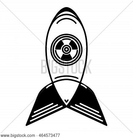 Nuclear Bomb Vector Icon. Flying Rocket Isolated On White. Atomic, Hydrogen, Radioactive Weapons Of 