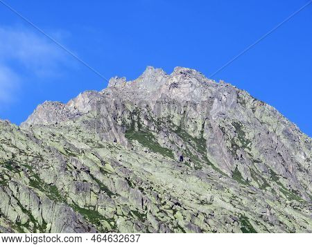The Monte Prosa Peak (2737 M) In The Massif Of The Swiss Alps And In The Area Of The Mountain St. Go