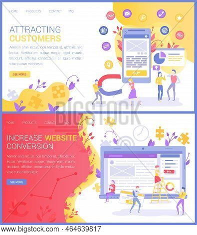 Set Of Webpage Design Templates For Increase Conversion And Attracting Cusomers. Website For Sales, 