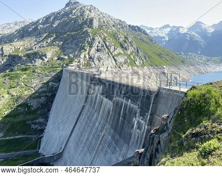 The Dam Lucendro Or Concrete Dam On The Reservoir Lake Lago Di Lucendro In The Swiss Alpine Area Of 
