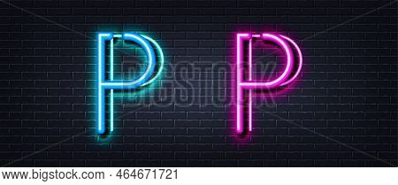 Initial Letter P Icon. Neon Light Line Effect. Line Typography Character Sign. Large First Font Lett