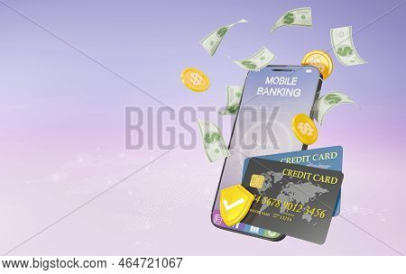 3d Rendering Of Bitcoin Coins In Various Stacks On On Glod Background. Blockchain Cryptocurrency Dig