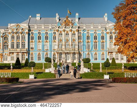 Saint Peterburg, Russia - 09.30.2021: Catherine Park (tsarskoye Selo). Catherine Palace.