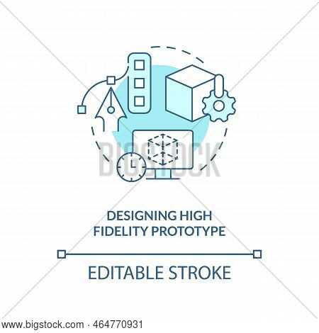 Designing High Fidelity Prototype Turquoise Concept Icon. Common Ux Problem Abstract Idea Thin Line 