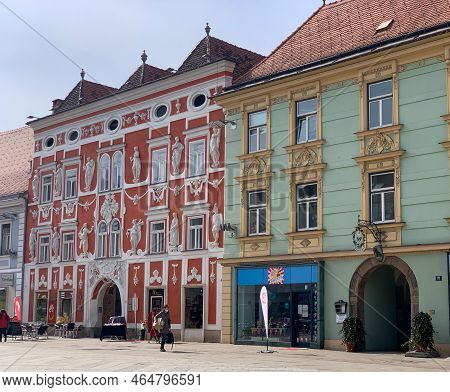Leoben, Styria, Austria - 03.17.2022: One Of The Streets Of The Austrian Sity