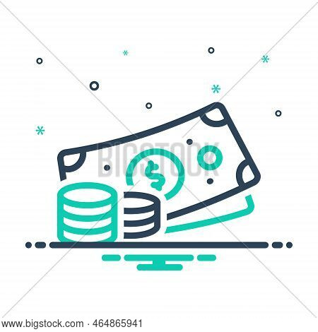 Mix Icon For Monetary Pecuniary Fiscal Financial Money Cash Economic Capital Treasure