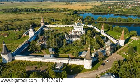 Aerial Drone View Of Joseph Volokolamsk Lavra Or Iosifo-volotsky Orthodox Monastery Near Volokolamsk