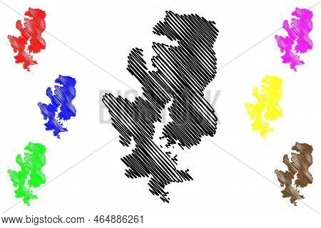 Hario Island (japan, East Asia, Japanese Archipelago) Map Vector Illustration, Scribble Sketch Hario
