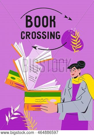 Sharing And Exchanging Books Reuse Eco-friendly Initiative, Flat Vector Illustration. Bookcrossing P
