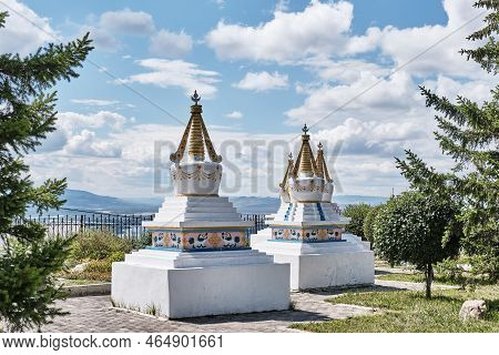 Buddhist Stupas.sacred Memorial Structures Of Buddhism. Repositories Of Buddhist Relics, Used As Pla
