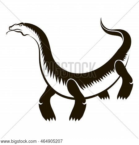 Animal Varanus Icon Isolated On White Background. Komodo Dragon Monster.