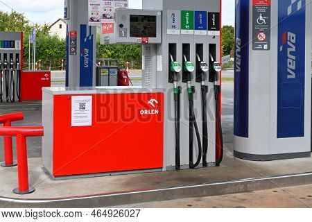 Annopol, Poland - September 13, 2022: Petrol Pump On A Pkn Orlen Gas Station In Poland