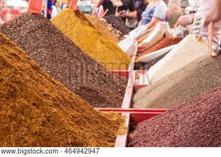 On The Eastern Market. Mountains Of On The Counter. Oriental Bazaar