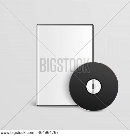 Vector 3d Realistic Black Cd, Dvd With Paper Cover, Envelope, Case Isolated. Cd Box, Packaging Desig