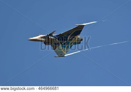 Gdynia, Poland - August 21, 2021: Flight Of The French Air Force Dassault Rafale Fighter Plane At Th