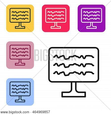Black Line Encephalogram Icon Isolated On White Background. Electrical Activity. Set Icons In Color 