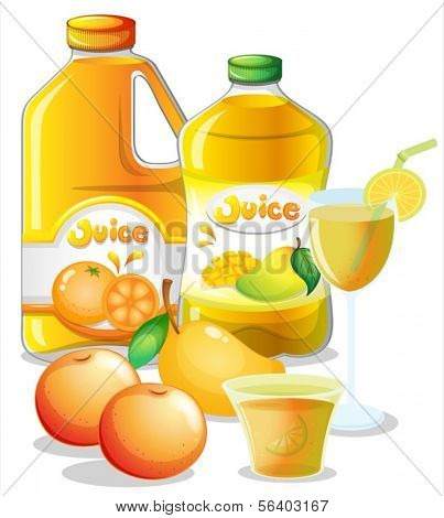 Ilustração das bebidas suco diferente sobre um fundo branco