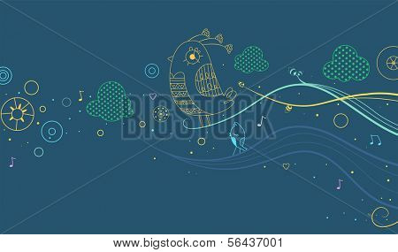 Illustration of a Colorful Abstract Banner Design Set Against a Greenish Background
