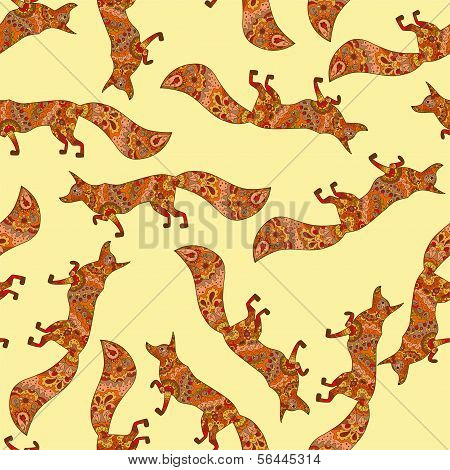 çiçek desenli tilki ile Seamless Modeli