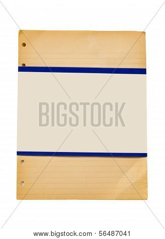 Vintage Ruled Paper With Blank Label