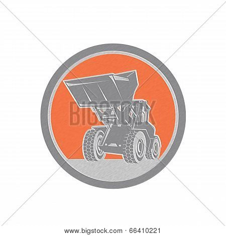 Metallic Front End Loader Digger Excavator Circle Retro