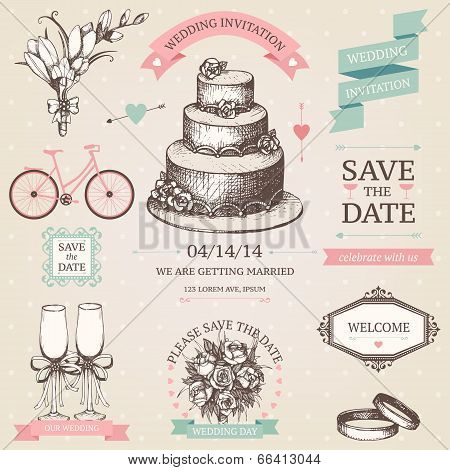 Vector Collection Of Wedding Design Elements And Hand Drawn Illustrations