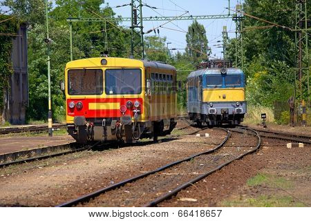 Railway multiple units on a train station