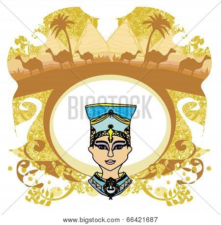 Vintage Frame With Egyptian Queen