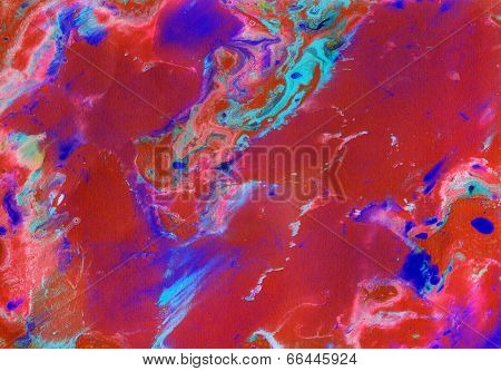 Abstract painting background. Handmade texture with acrylic and watercolor paints - marble technique