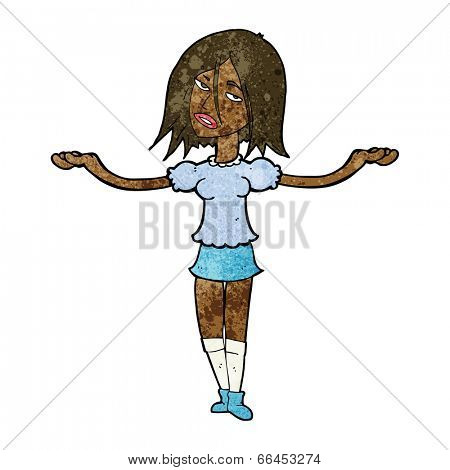 cartoon woman shrugging shoulders
