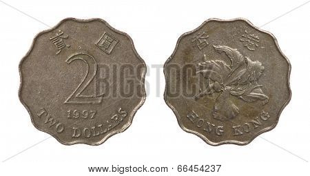 Hong Kong dollar coins isolated on white