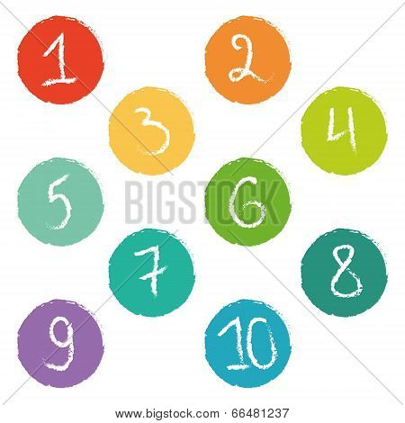 Set of ten colorful numerical circles