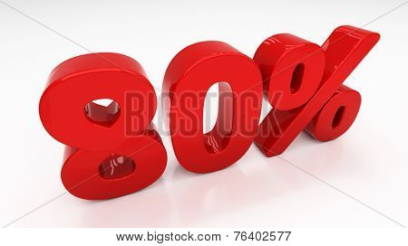 Eighty percent off. Discount 80.  Percentage. 3D illustration