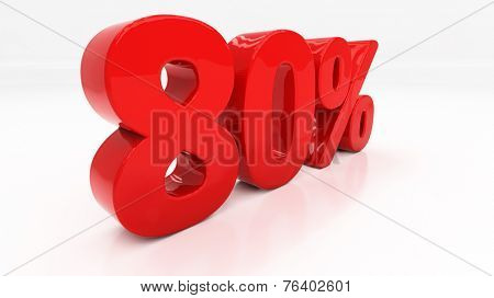 Eighty percent off. Discount 80.  Percentage. 3D illustration