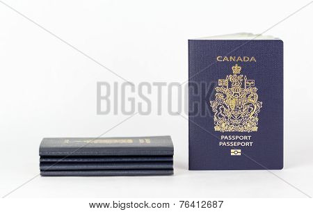 New ePassport With Stack Of Old passport