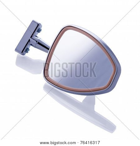 retro car mirror on white background