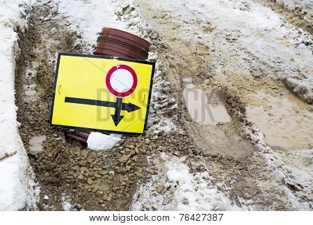Road Sign Winter Snow