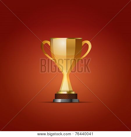 Cup of the winner on a red back