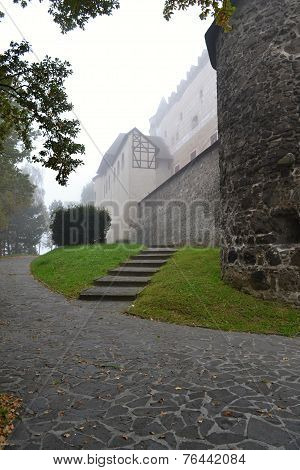 Castle in the Mist Zvolen Slovakia pavement