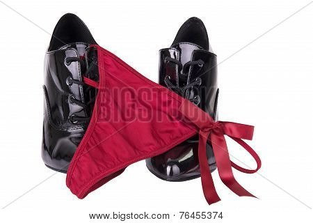 Black High Heels And G-string