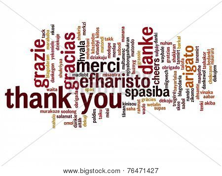 Concept or conceptual abstract thank you word cloud in different languages or multilingual for education or Thanksgiving Day