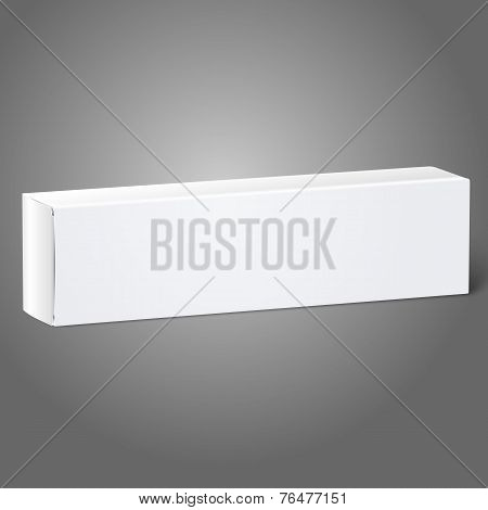 Realistic white blank paper package box for oblong stuff - toothpaste, cosmetics, medicine etc.