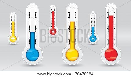 Three Thermometers With Different Temperatures, Measure Diagnostic