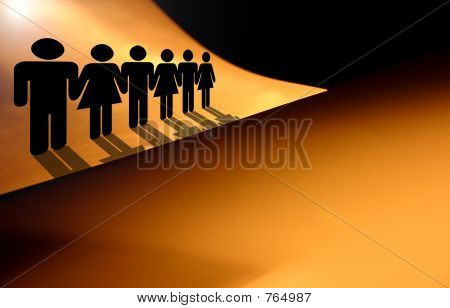 Living on the edge. Persone sagome sul bordo della carta 