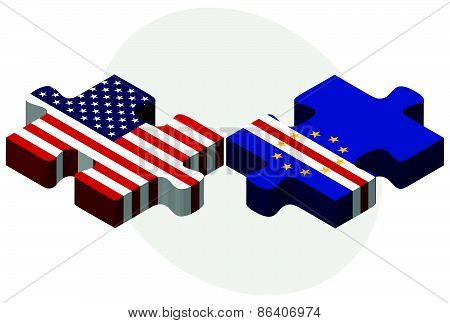Usa And Cabo Verde Flags In Puzzle