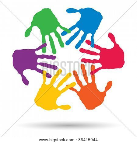 Vector concept or conceptual circle or spiral set made of colorf