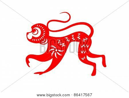 Red paper cut a monkey zodiac symbols