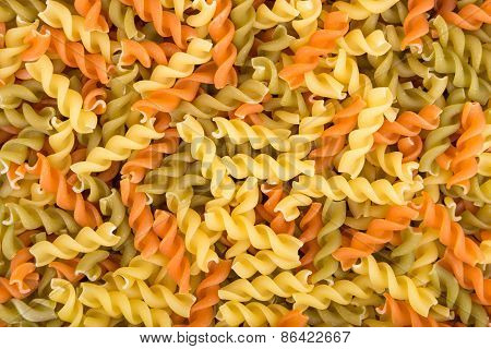 Raw Fusilli Pasta - Three Colors