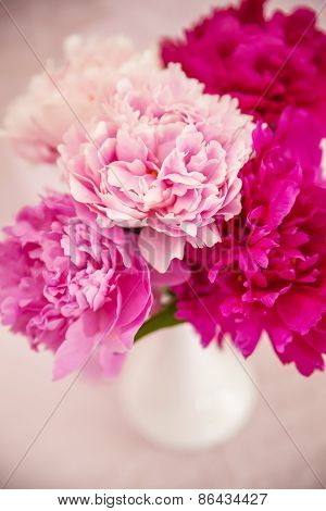 White Vase With Peonies